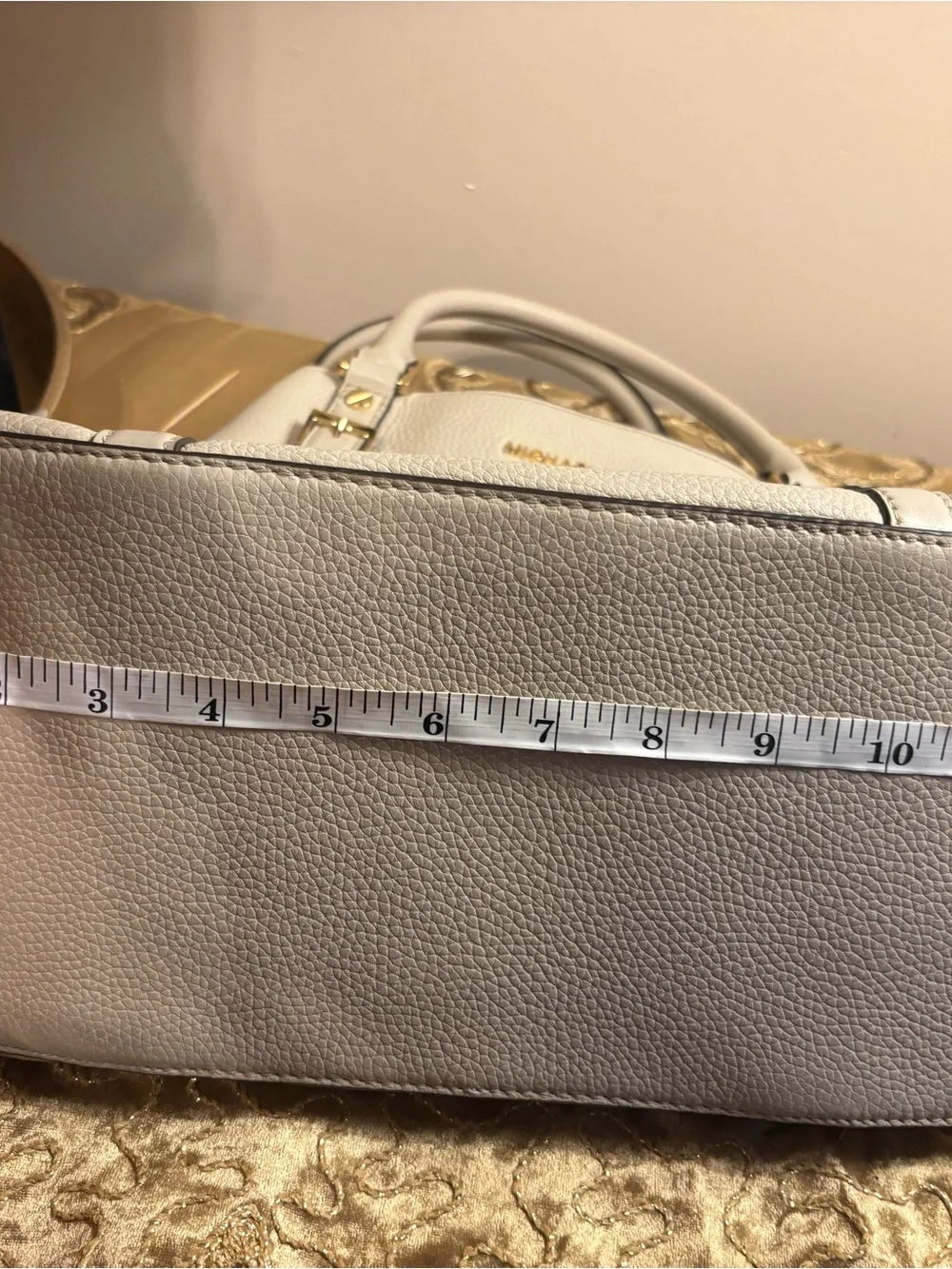 Michael Kors Pebbled Leather Satchel in Light Gray Cream